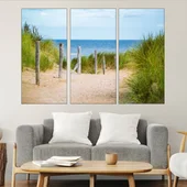 Дървена ограда на плажа - картина пано за стена - Thumbnail 2