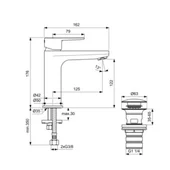 Смесител за баня с Click-Clack изпразнител H120 IDEAL STANDARD - Thumbnail 4