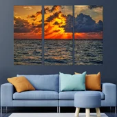 Уникален залез над океана - картина пано за стена - Thumbnail 2