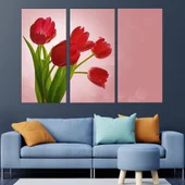 Букет от червени лалета - картина пано за стена - Thumbnail 2