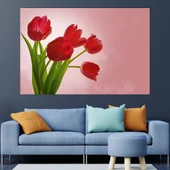 Букет от червени лалета - картина пано за стена - Thumbnail 1
