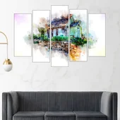 Акварел на къща на село - картина пано за стена - Thumbnail 3