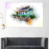 Акварел на къща на село - картина пано за стена - Thumbnail 1