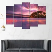 Ефектен залез над езеро - картина пано за стена - Thumbnail 3