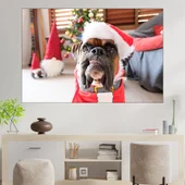 Боксер в коледна премяна - картина пано за стена - Thumbnail 1