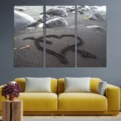 Сърце в пясъка - картина пано за стена - Thumbnail 2