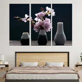 Вишнев цвят във ваза - картина пано за стена - Thumbnail 2