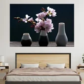 Вишнев цвят във ваза - картина пано за стена - Thumbnail 1