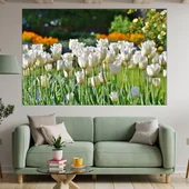 Цъфнали бели лалета - картина пано за стена - Thumbnail 1