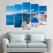 Синя църква в Санторини - картина пано за стена - Thumbnail 3