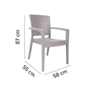 Градински стол с подлакътници кафяв Zeugma Rattan MEVSIM - Thumbnail 5