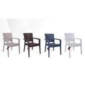 Градински стол с подлакътници кафяв Zeugma Rattan MEVSIM - Thumbnail 4