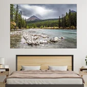 На брега на река в гората - картина пано за стена - Thumbnail 1