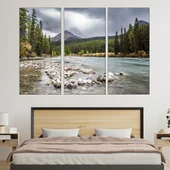 На брега на река в гората - картина пано за стена - Thumbnail 2