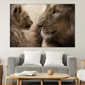 Лъв със своето бебе - картина пано за стена - Thumbnail 1