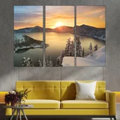 Изгрев над снежно езеро - картина пано за стена - Thumbnail 2