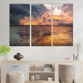 Залез и птици над водата - картина пано за стена - Thumbnail 2