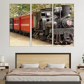 Стар влак с парен локомотив - картина пано за стена - Thumbnail 2
