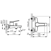 Стенен смесител за вана/душ Stratos хром FERRO - Thumbnail 4