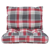 Палетни възглавници, 2 бр, червено каре, текстил - Thumbnail 4