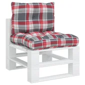 Палетни възглавници, 2 бр, червено каре, текстил - Thumbnail 3