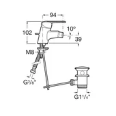 Смесител за биде с автоматичен изпразнител Roca victoria - Thumbnail 2