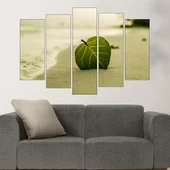Зелено листо в пясъка - картина пано за стена - Thumbnail 3
