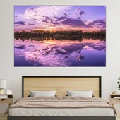 Езеро с лилави води - картина пано за стена - Thumbnail 1