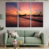 Рибари тръгват по изгрев - картина пано за стена - Thumbnail 2