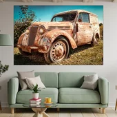 Изоставен ръждясал автомобил - картина пано за стена - Thumbnail 1