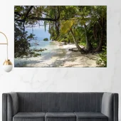 Карибски плаж с палми - картина пано за стена - Thumbnail 1