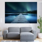 Пейзаж на дървен мост в езеро - картина пано за стена - Thumbnail 1