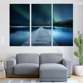 Пейзаж на дървен мост в езеро - картина пано за стена - Thumbnail 2