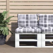 Палетни възглавници, 2 бр, сиво каре, текстил - Thumbnail 1