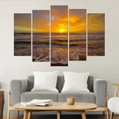 Пейзаж на красив залез в океана - картина пано за стена - Thumbnail 3
