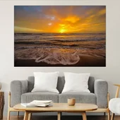 Пейзаж на красив залез в океана - картина пано за стена - Thumbnail 1