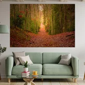 Есенна пътека в иглолистна гора - картина пано за стена - Thumbnail 1