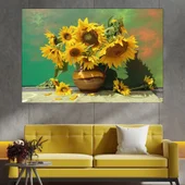 Слънчогледи във ваза - картина пано за стена - Thumbnail 1