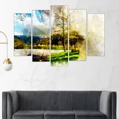 Акварел на лодка в езерото - картина пано за стена - Thumbnail 3