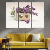 Лавандула - декорация със сърца - картина пано за стена - Thumbnail 2