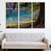 Пейка до езеро в гората - картина пано за стена - Thumbnail 1