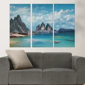 Пейзаж на езеро и скали - картина пано за стена - Thumbnail 2