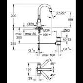 Стоящ двуръкохватков смесител за баня Grandera GROHE - Thumbnail 2