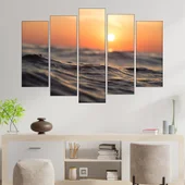 Изгрев над морски вълни - картина пано за стена - Thumbnail 3