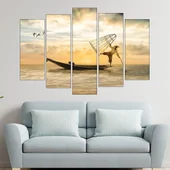 Рибар в езерото - картина пано за стена - Thumbnail 3