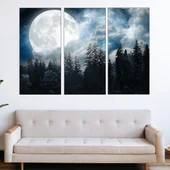 Голяма луна в борова гора - картина пано за стена - Thumbnail 2