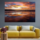 Изгрев над езеро в Япония - картина пано за стена - Thumbnail 1