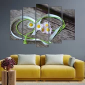 Маргаритки и сърце - картина пано за стена - Thumbnail 3