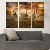 Препускащи коне на плажа  - картина пано за стена - Thumbnail 2