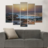 Каменист плаж в Индийският океан - картина пано за стена - Thumbnail 3